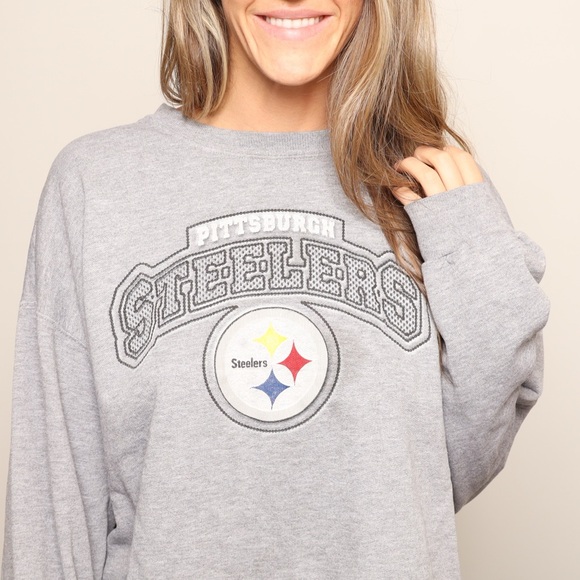 Vintage Gray Pittsburgh Steelers Crewneck Sweatshirt - Picture 1 of 3